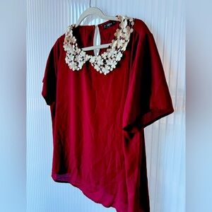Red Collared Blouse